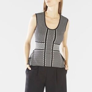 HP🎉BCBGMaxAzria Karlyn Peplum Knit Jacquard Top S